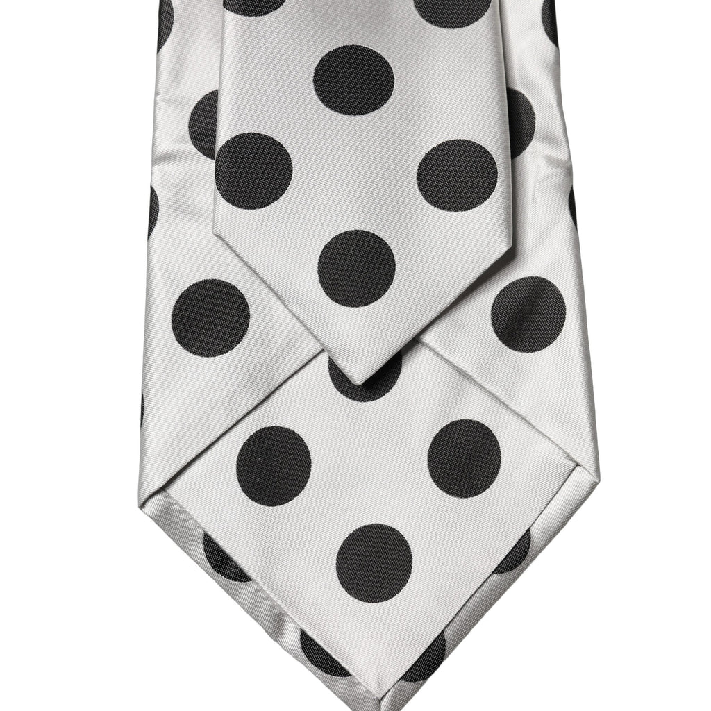 Dolce & Gabbana White Black Polka Dot Silk Adjustable Women Necktie Tie