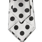 Dolce & Gabbana White Black Polka Dot Silk Adjustable Women Necktie Tie
