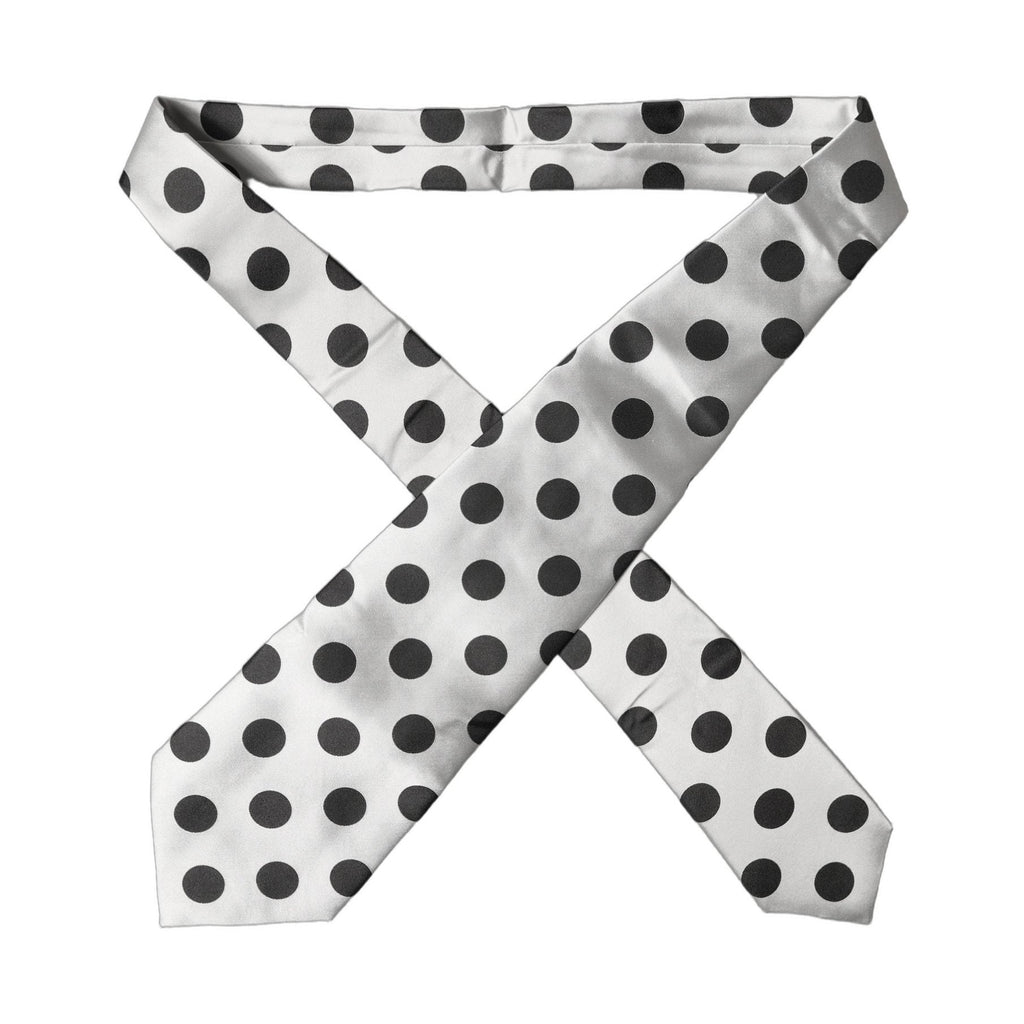 Dolce & Gabbana White Black Polka Dot Silk Adjustable Women Necktie Tie