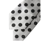 Dolce & Gabbana White Black Polka Dot Silk Adjustable Women Necktie Tie