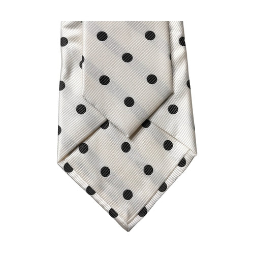 Dolce & Gabbana White Black Polka Dot Silk Adjustable Women Necktie Tie