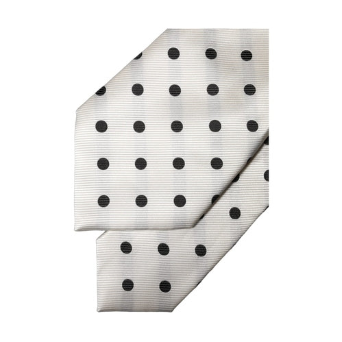 Dolce & Gabbana White Black Polka Dot Silk Adjustable Women Necktie Tie
