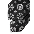 Dolce & Gabbana Black White Floral Silk Adjustable Women Necktie Tie