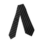 Dolce & Gabbana Black White Stripes Wool Adjustable Women Necktie Tie