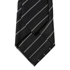 Dolce & Gabbana Black White Stripes Wool Adjustable Women Necktie Tie