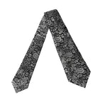 Dolce & Gabbana Black White Paisley Silk Adjustable Women Necktie Tie