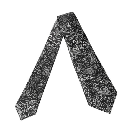 Dolce & Gabbana Black White Paisley Silk Adjustable Women Necktie Tie