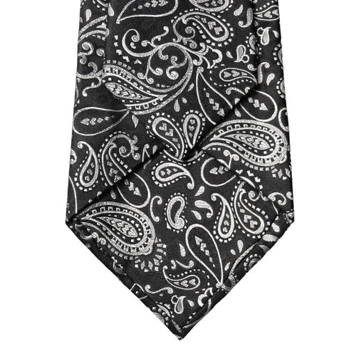 Dolce & Gabbana Black White Paisley Silk Adjustable Women Necktie Tie