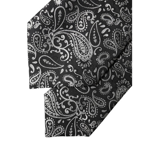 Dolce & Gabbana Black White Paisley Silk Adjustable Women Necktie Tie