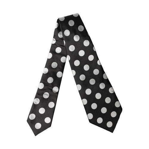 Dolce & Gabbana Black White Polka Dot Silk Adjustable Women Necktie Tie