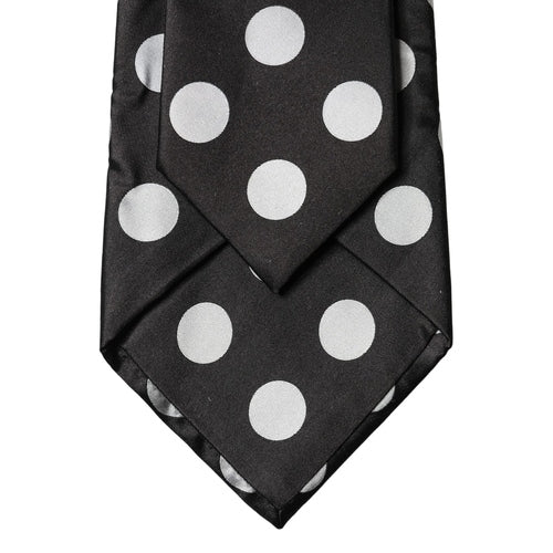 Dolce & Gabbana Black White Polka Dot Silk Adjustable Women Necktie Tie