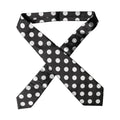 Dark Gray White Polka Dot Silk Adjustable Women Necktie Tie