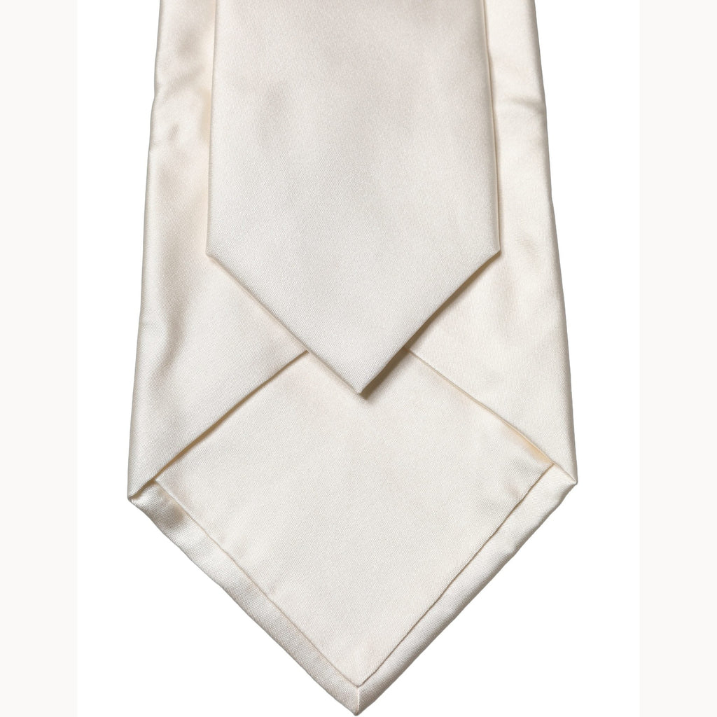 Dolce & Gabbana Off White Solid Silk Adjustable Women Tied Necktie Tie