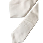 Dolce & Gabbana Off White Solid Silk Adjustable Women Tied Necktie Tie