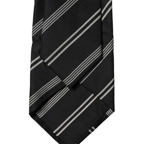 Dolce & Gabbana Black White Stripes Silk Adjustable Women Necktie Tie