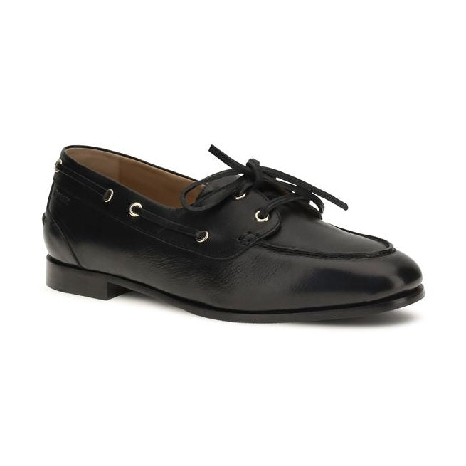 Bally Black Calf Leather Bos Taurus Slip-On Loafers
