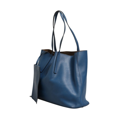 Fendi Leather Navy Blue Shopping Tote