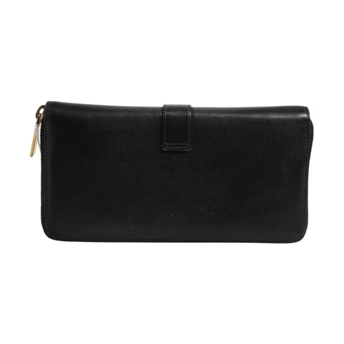 Saint Laurent Black and Gold leather logo zip wallet