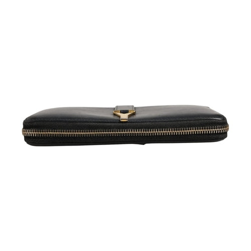 Saint Laurent Black and Gold leather logo zip wallet