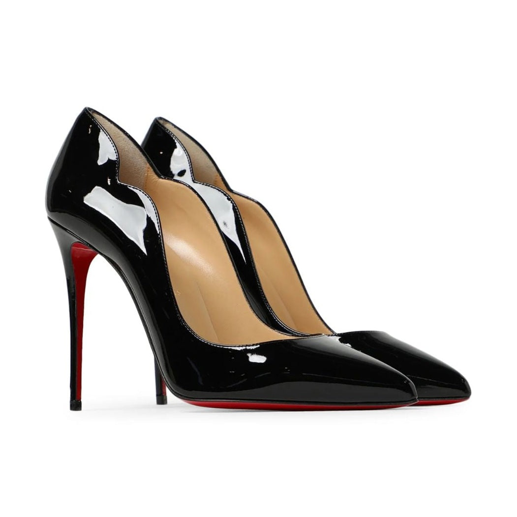 Christian Louboutin Black Patent Leather Hot Chick Pumps 100