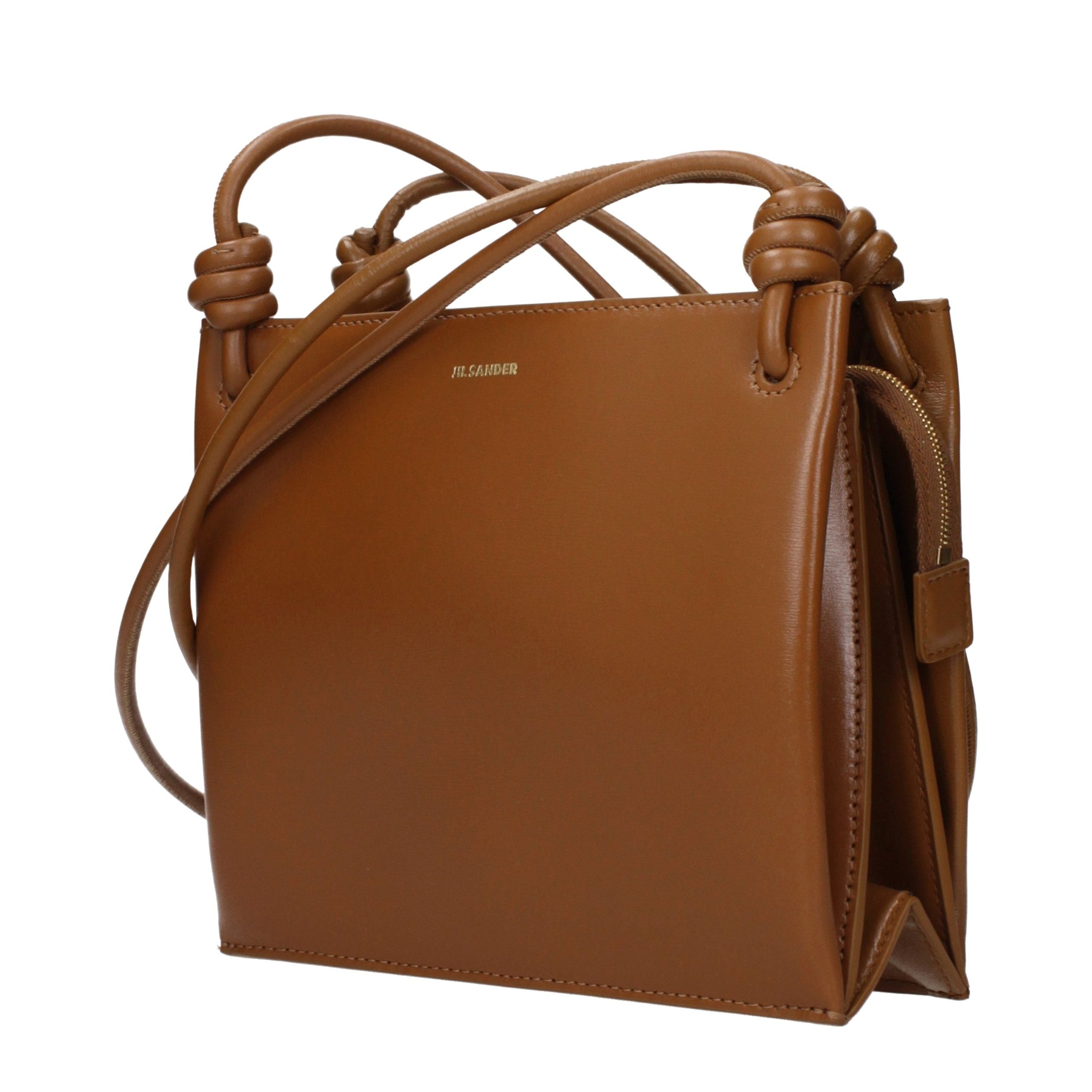 Jil Sander Brown Leather Crossbody Bag