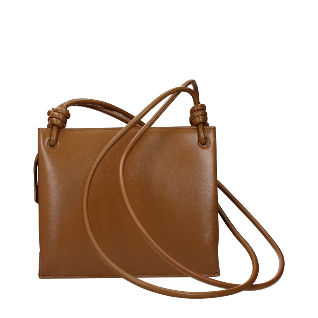 Jil Sander Brown Leather Crossbody Bag