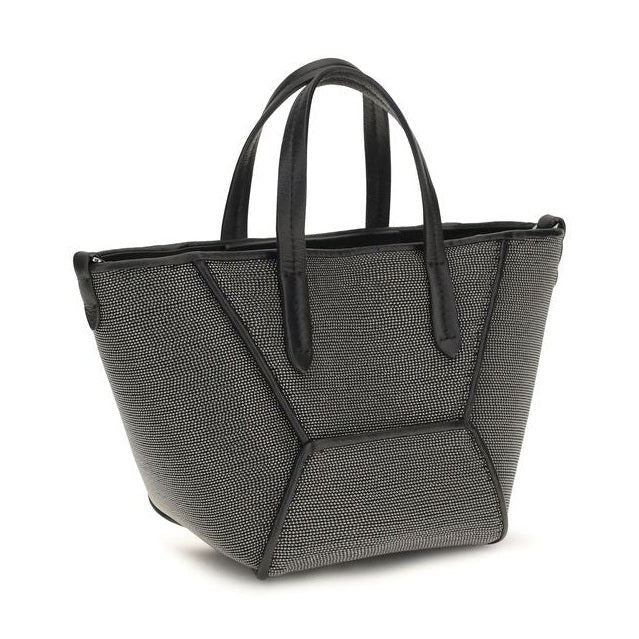 Brunello Cucinelli Black Calf Leather Bos Taurus Shoulder Bag