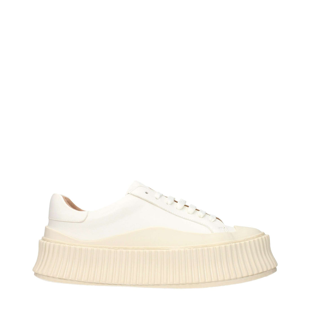 Jil Sander White Leather Platform Sneakers