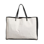 Chanel Ladies First White and Black Canvas Shopper Tote Bag