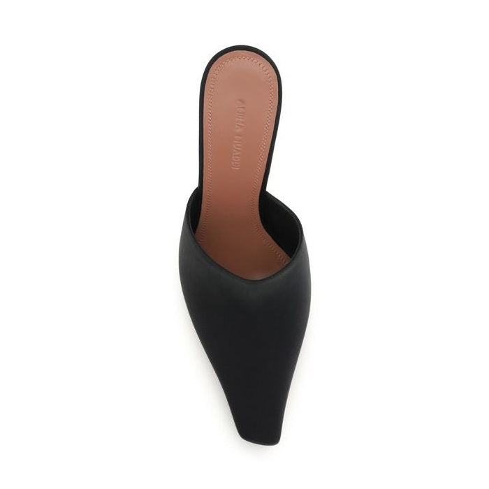 Amina Muaddi Black Silk Sandals