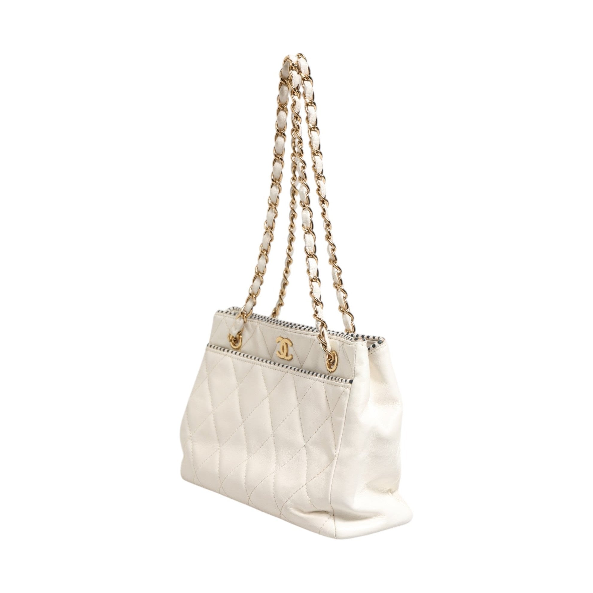 Chanel Shiny Calfskin Quilted Mini 22 White 1792563
