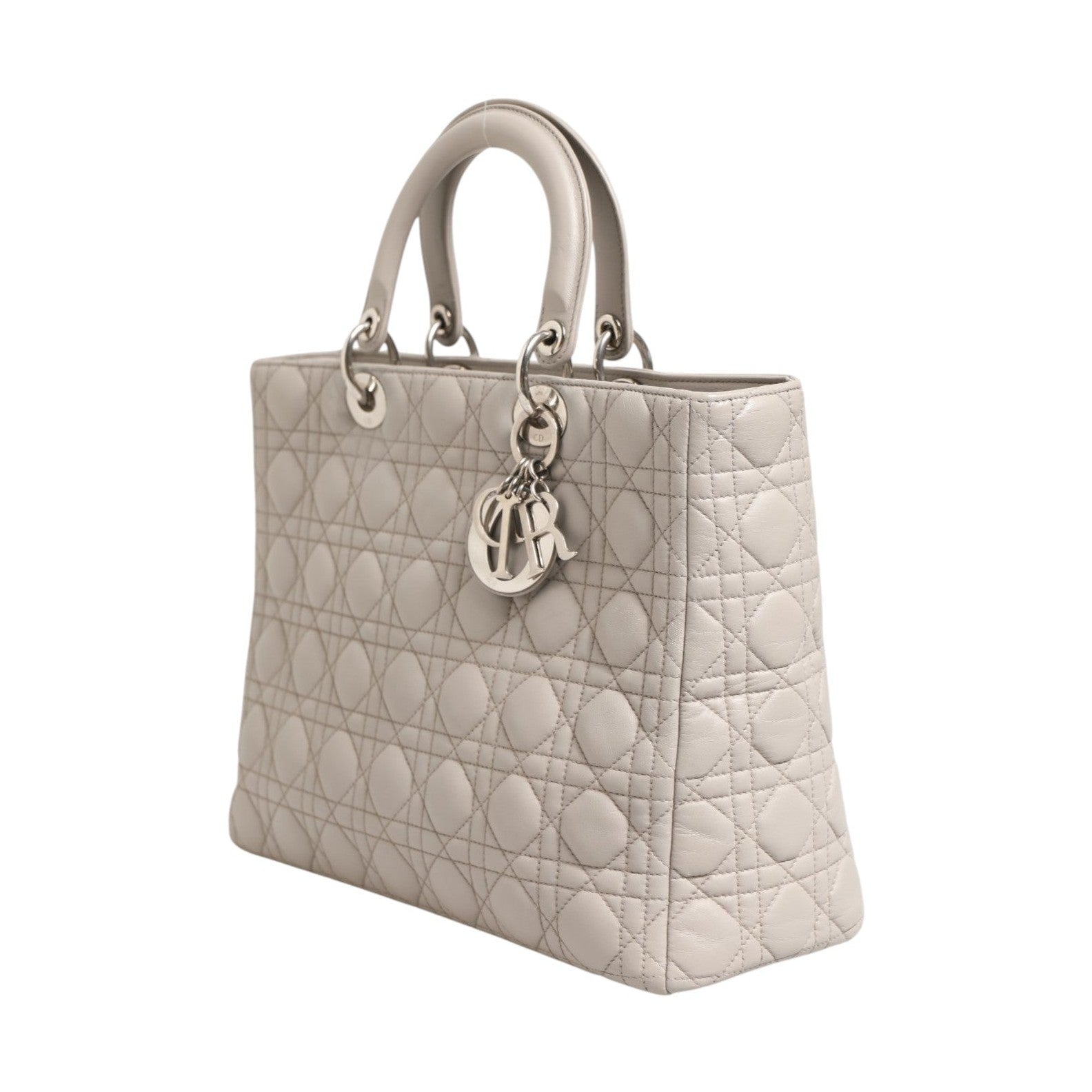 Christian Dior Lady Dior Large Grey Cannage Lambskin Bag