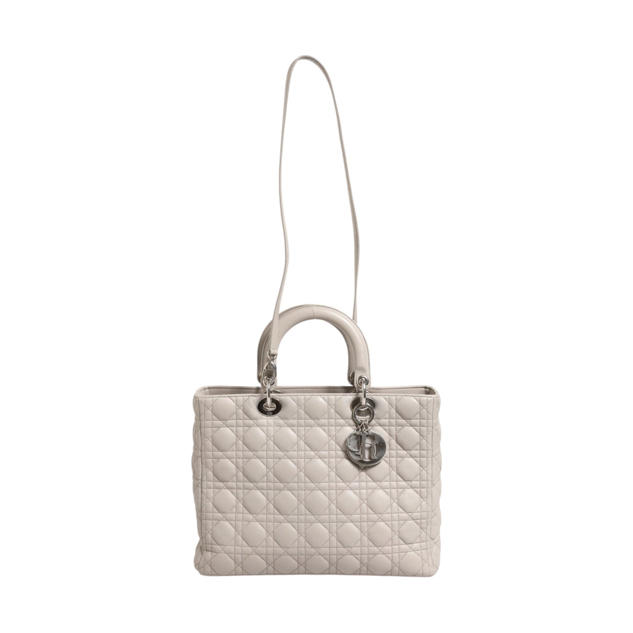 Christian Dior Lady Dior Large Grey Cannage Lambskin Bag