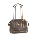 Fendi Brown Quilted Lambskin Leather Dotcom Click Small Shoulder Bag