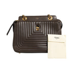 Fendi Brown Quilted Lambskin Leather Dotcom Click Small Shoulder Bag