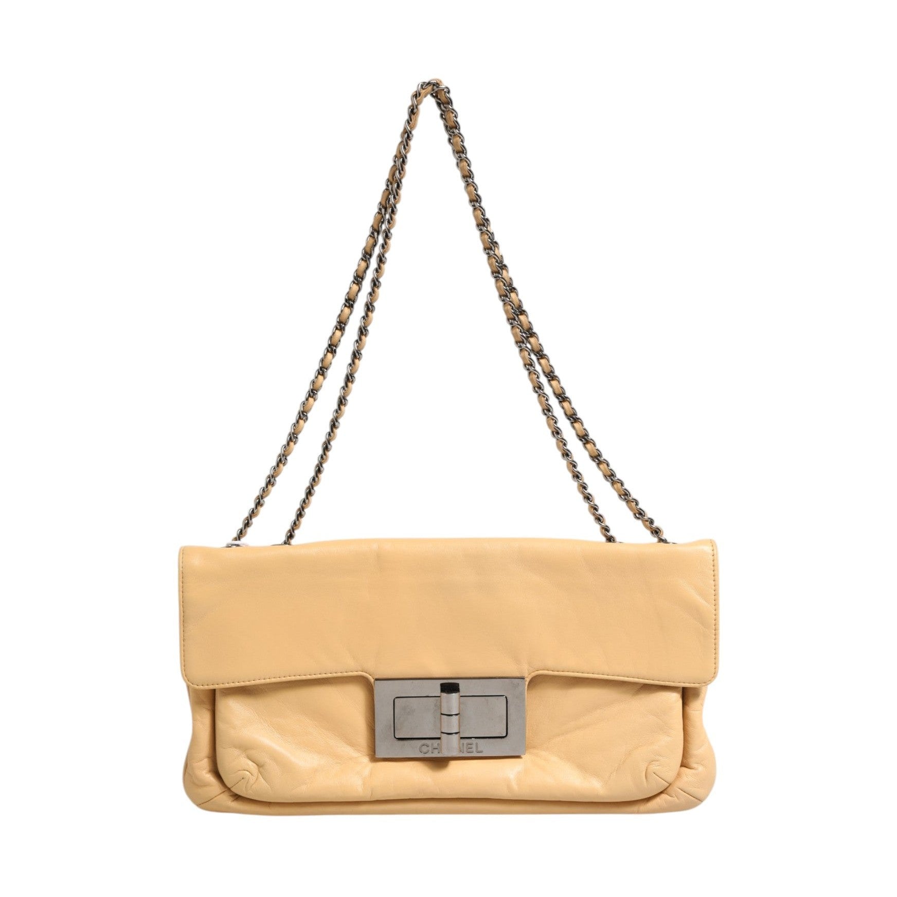 Chanel Beige Lambskin Giant Reissue Mademoiselle Lock Flap Bag
