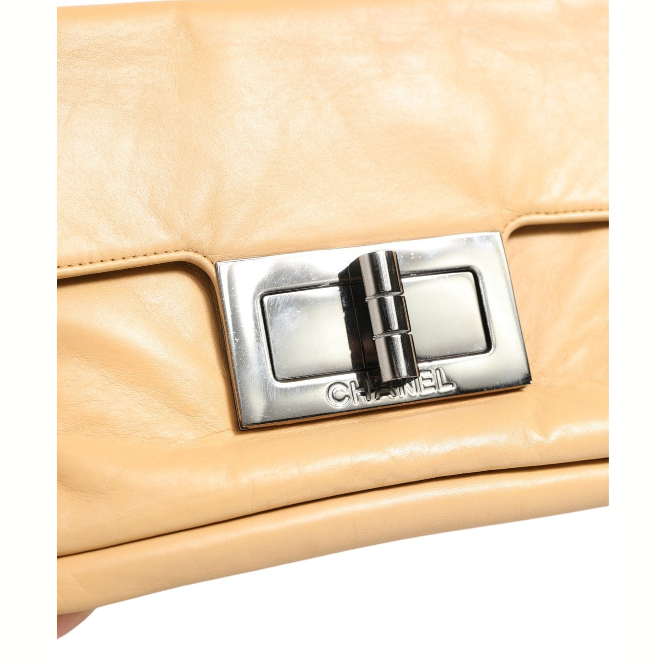Chanel Beige Lambskin Giant Reissue Mademoiselle Lock Flap Bag