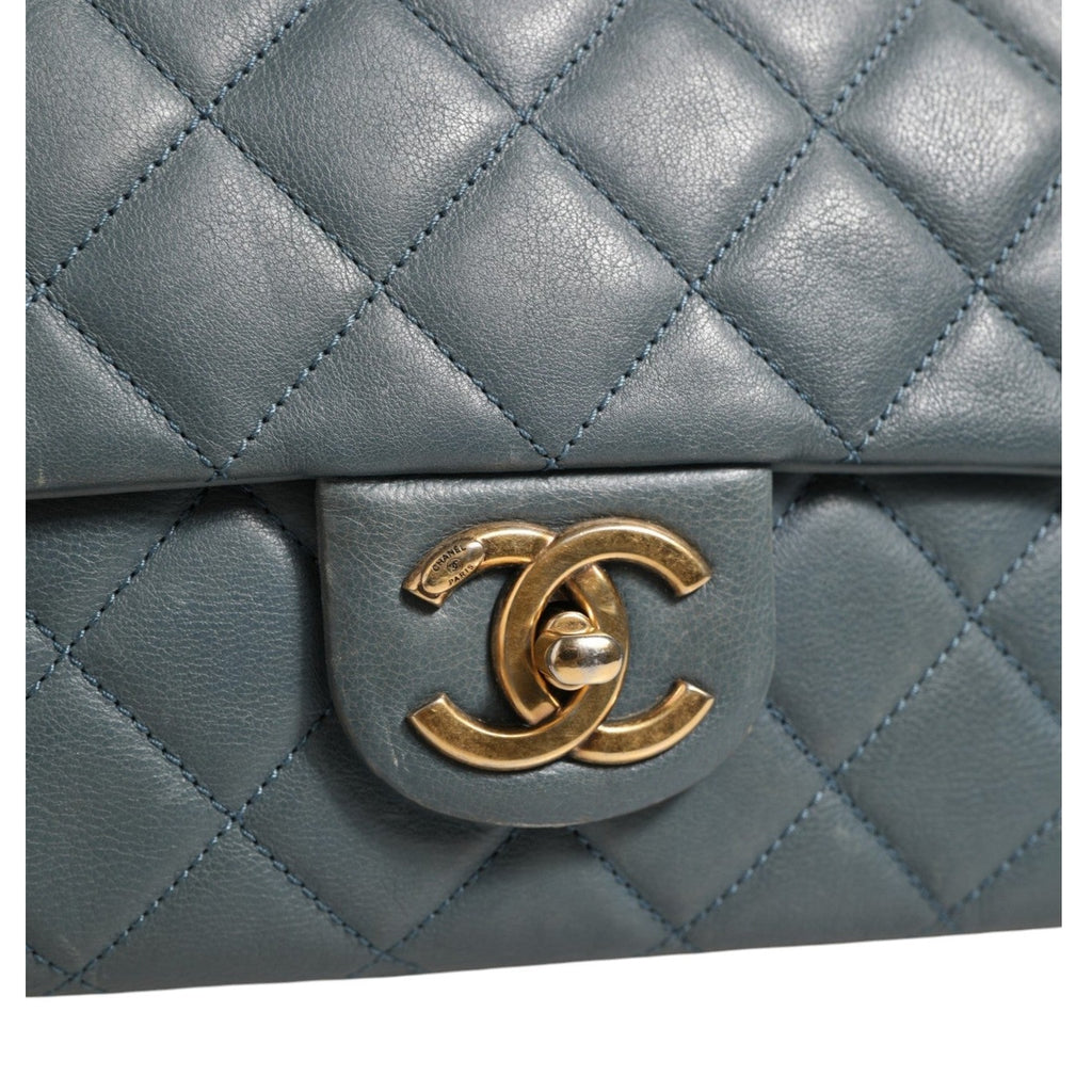 Chanel Blue Quilted Leather Crown Flap Shoulder Bag