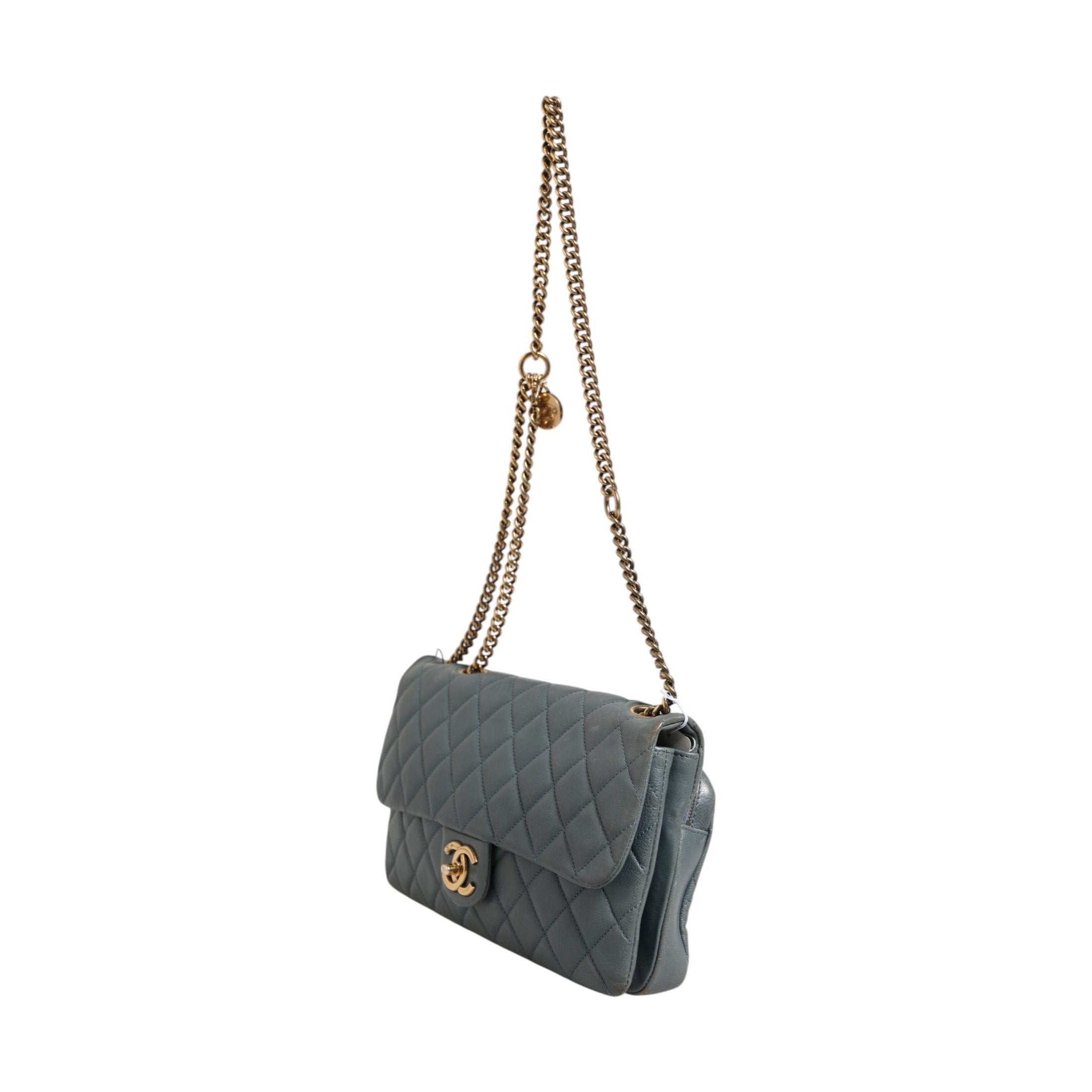 Chanel Blue Quilted Leather Crown Flap Shoulder Bag