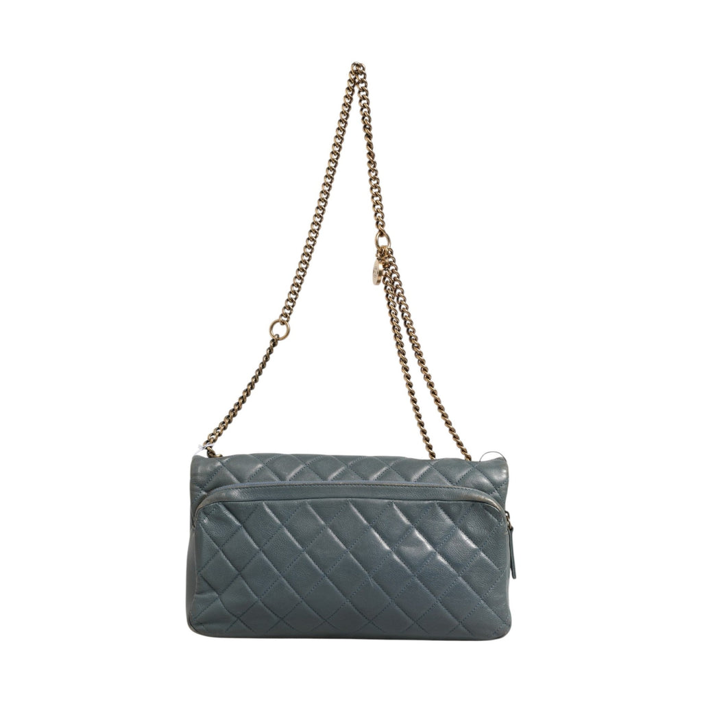 Chanel Blue Quilted Leather Crown Flap Shoulder Bag
