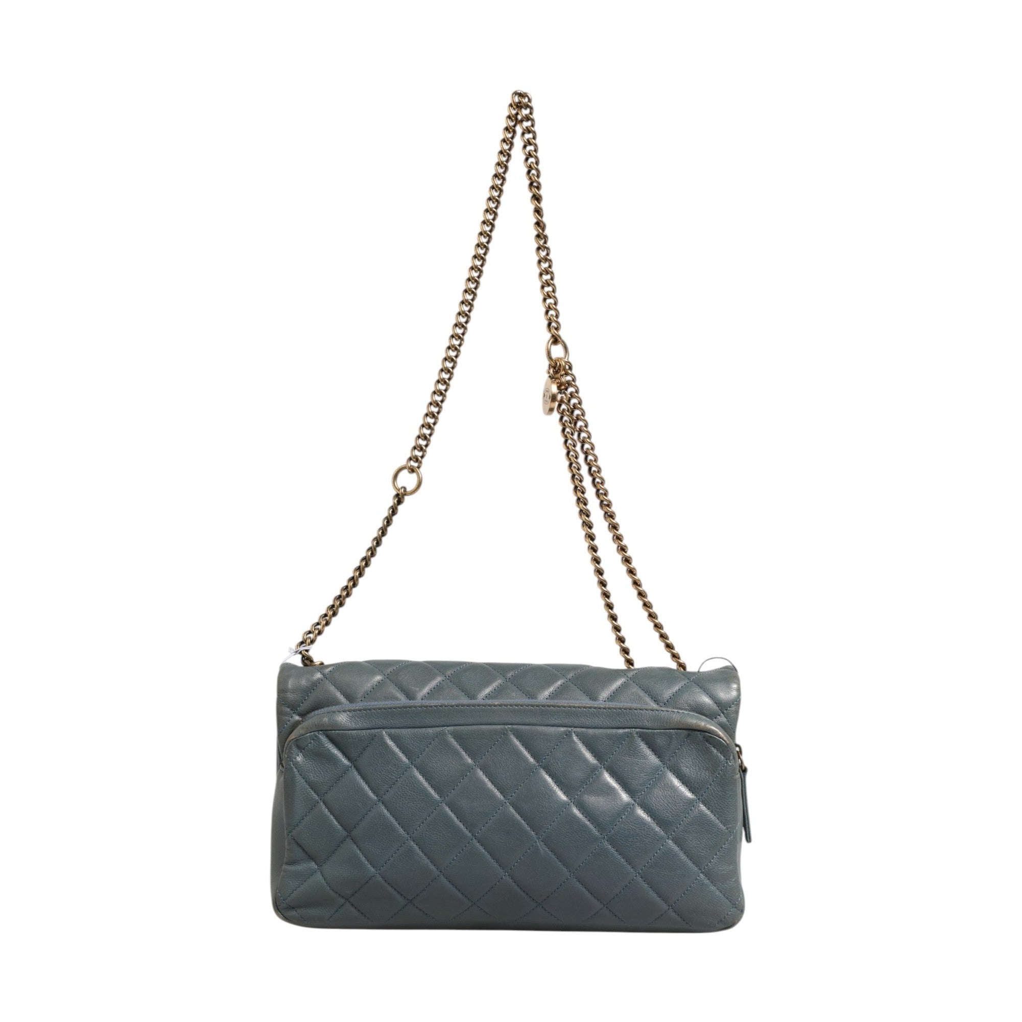 Chanel Blue Quilted Leather Crown Flap Shoulder Bag