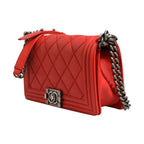 Chanel Red Diamond Stitch Calfskin Leather New Medium Boy Bag