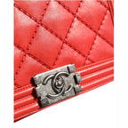 Chanel Red Diamond Stitch Calfskin Leather New Medium Boy Bag