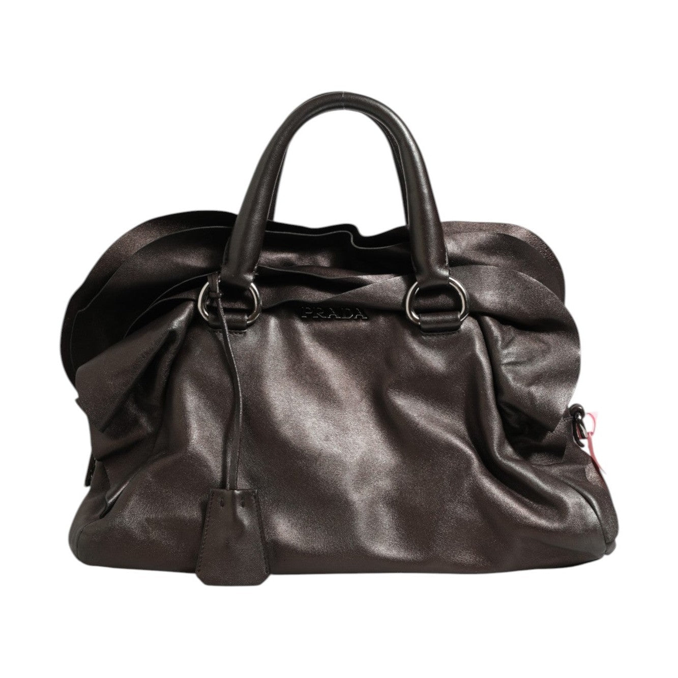 Prada Metallic Nappa Leather Ruffle Shoulder Bag