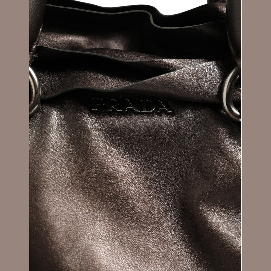 Prada Metallic Nappa Leather Ruffle Shoulder Bag