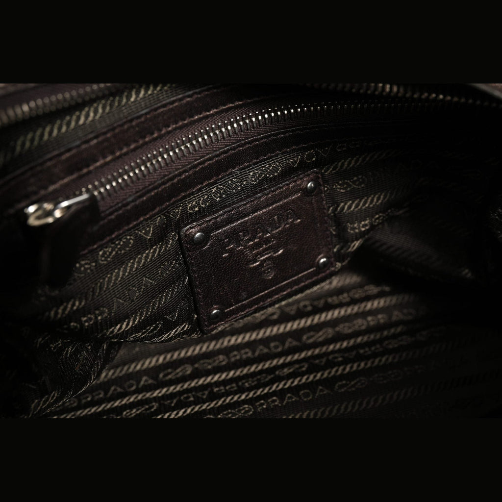 Prada Metallic Nappa Leather Ruffle Shoulder Bag