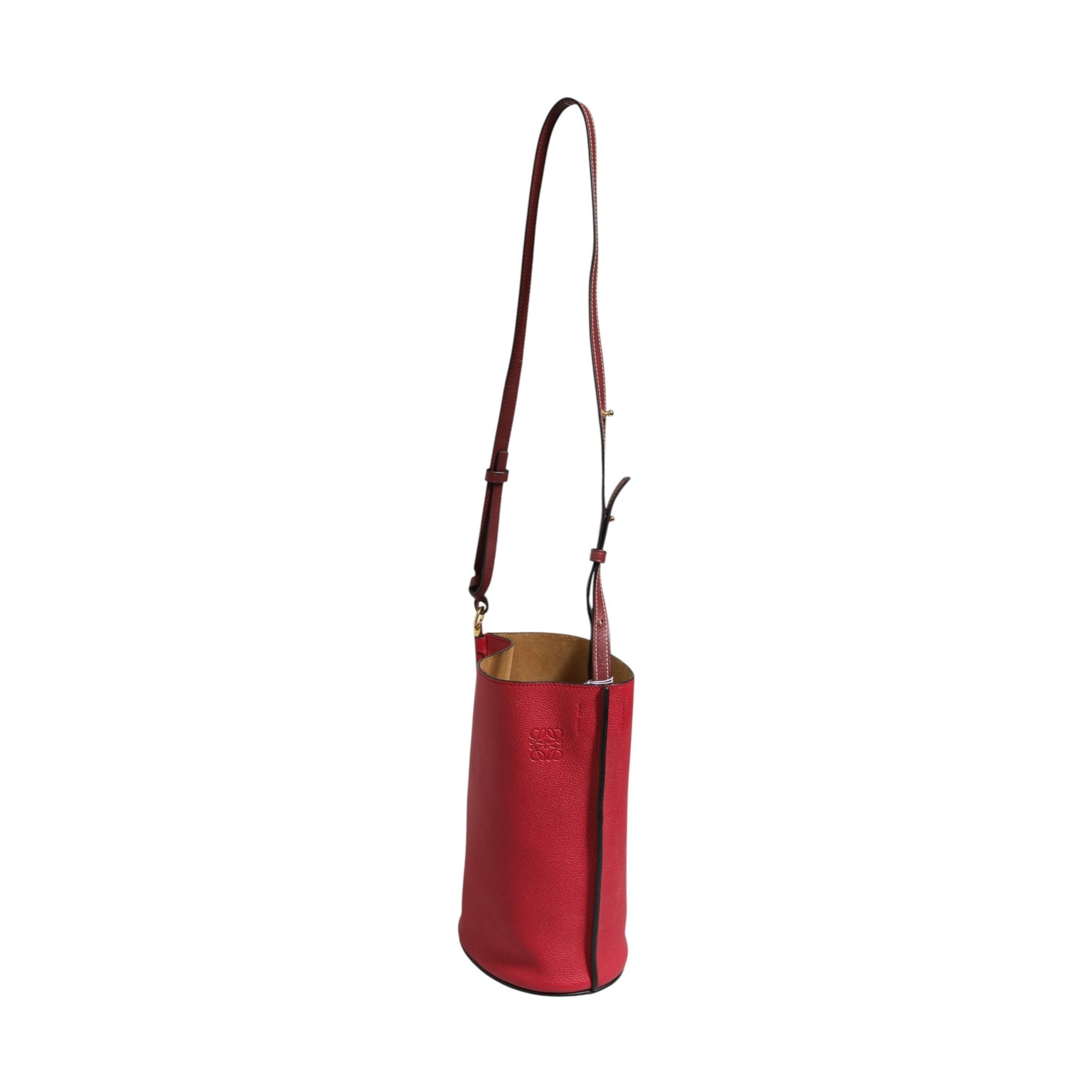 Loewe Gate Raspberry & Wine Leather Bucket Bag