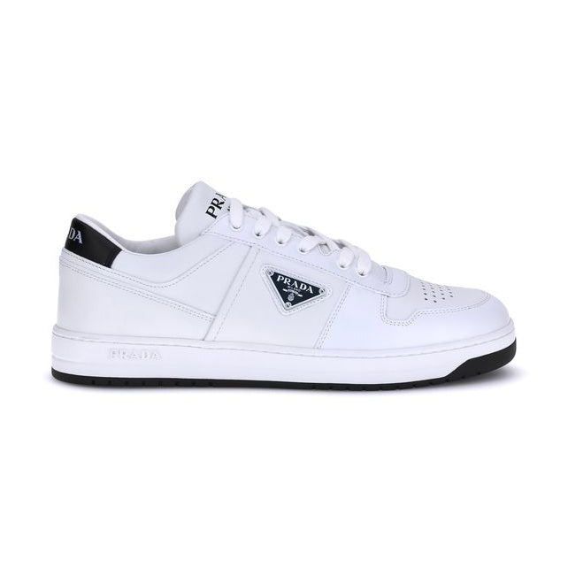 Prada White Calf Leather Bos Taurus Low Top Sneakers