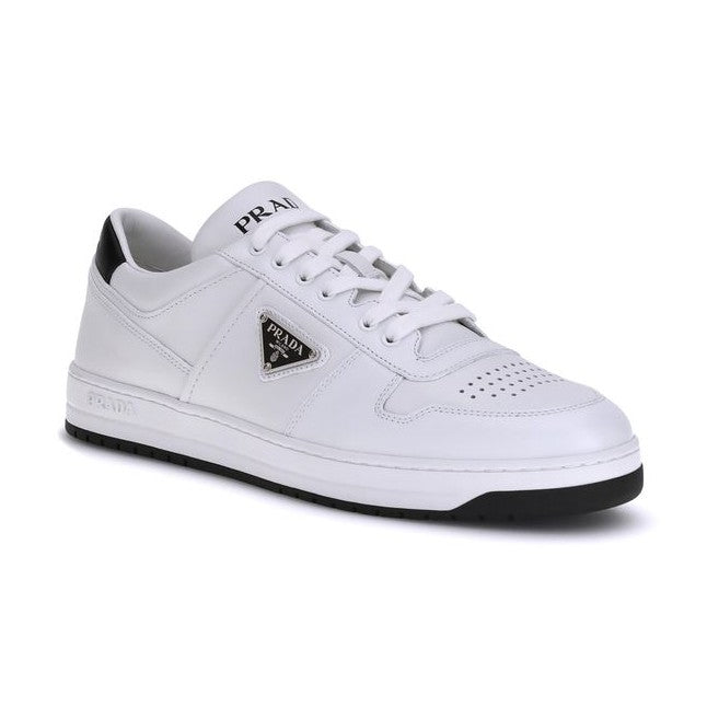 Prada White Calf Leather Bos Taurus Low Top Sneakers