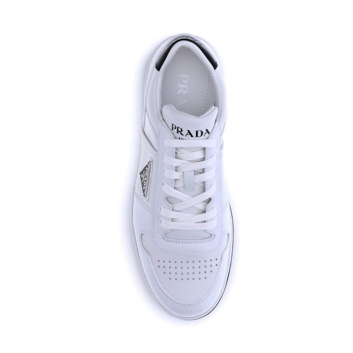 Prada White Calf Leather Bos Taurus Low Top Sneakers